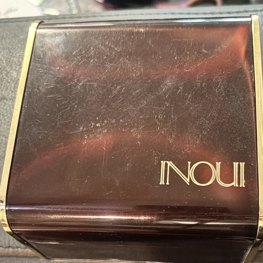 Vtg Shiseido Inoui Powder EMPTY Tortoise Shell Case, Puff, In orig. box Japan